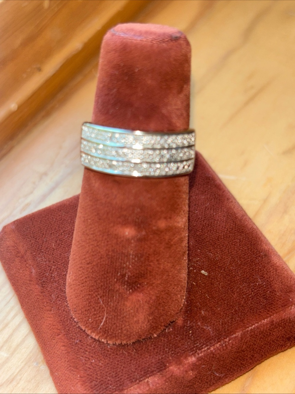 Sterling Silver Pavé Multi-Row Diamond Accent Ring 7